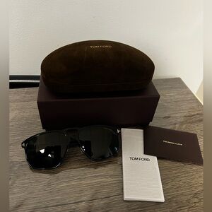 Tom Ford Black Sunglasses with Brown Case
